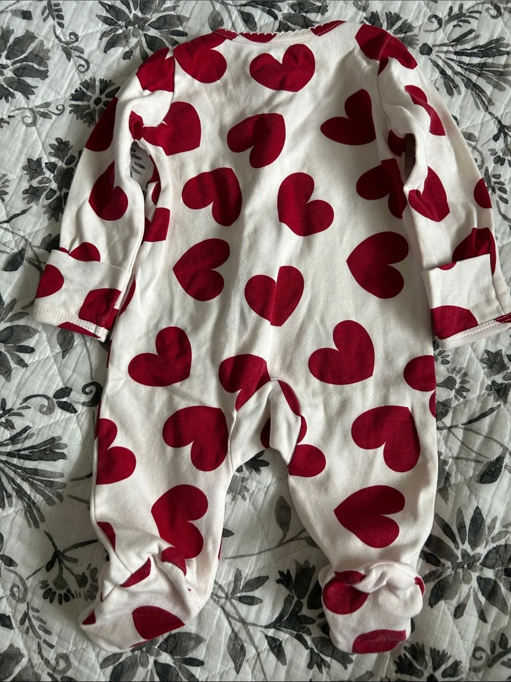 Carter's White Footed Sleeper with Red Heart Print